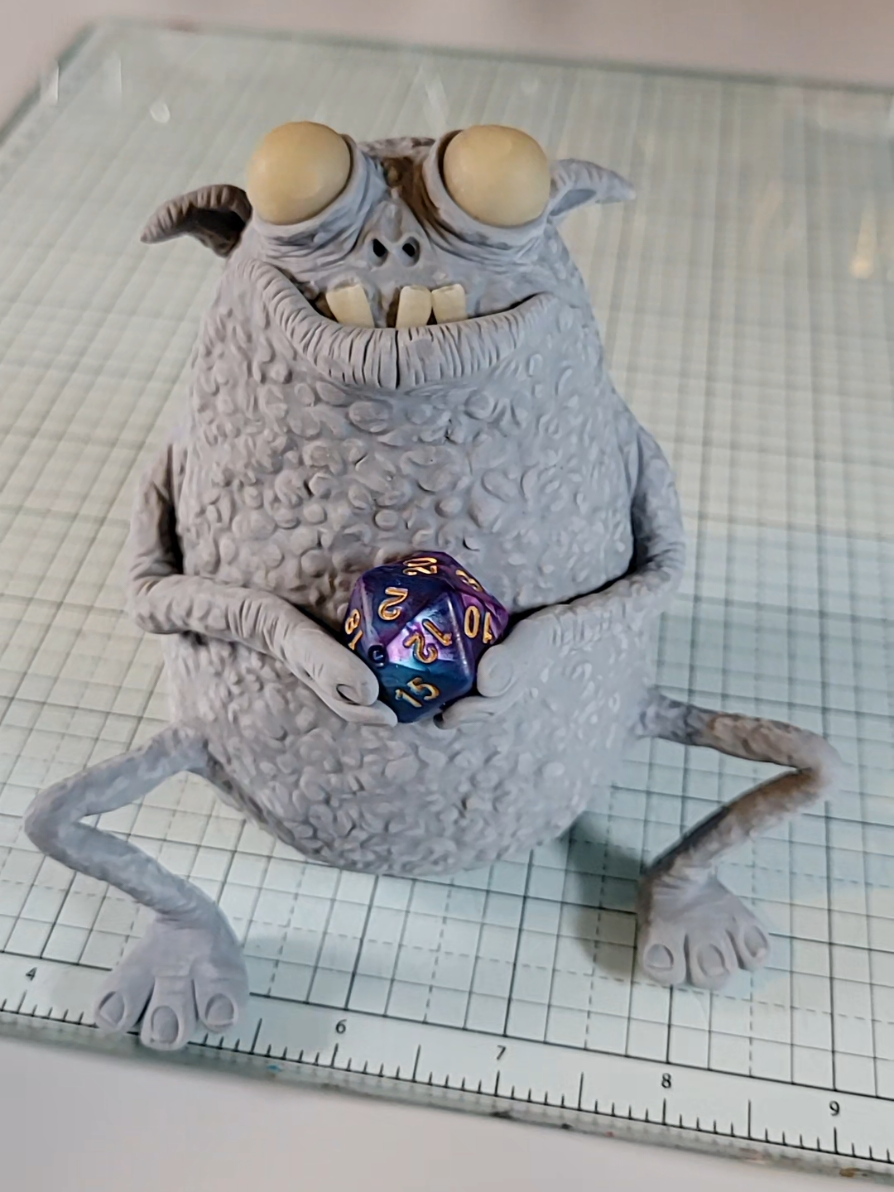 he has no idea what he is doing,  but he is ready to play #coffeeandmonsters #sculpture #polymerclay #dungeonsanddragons #polymerclayartist 