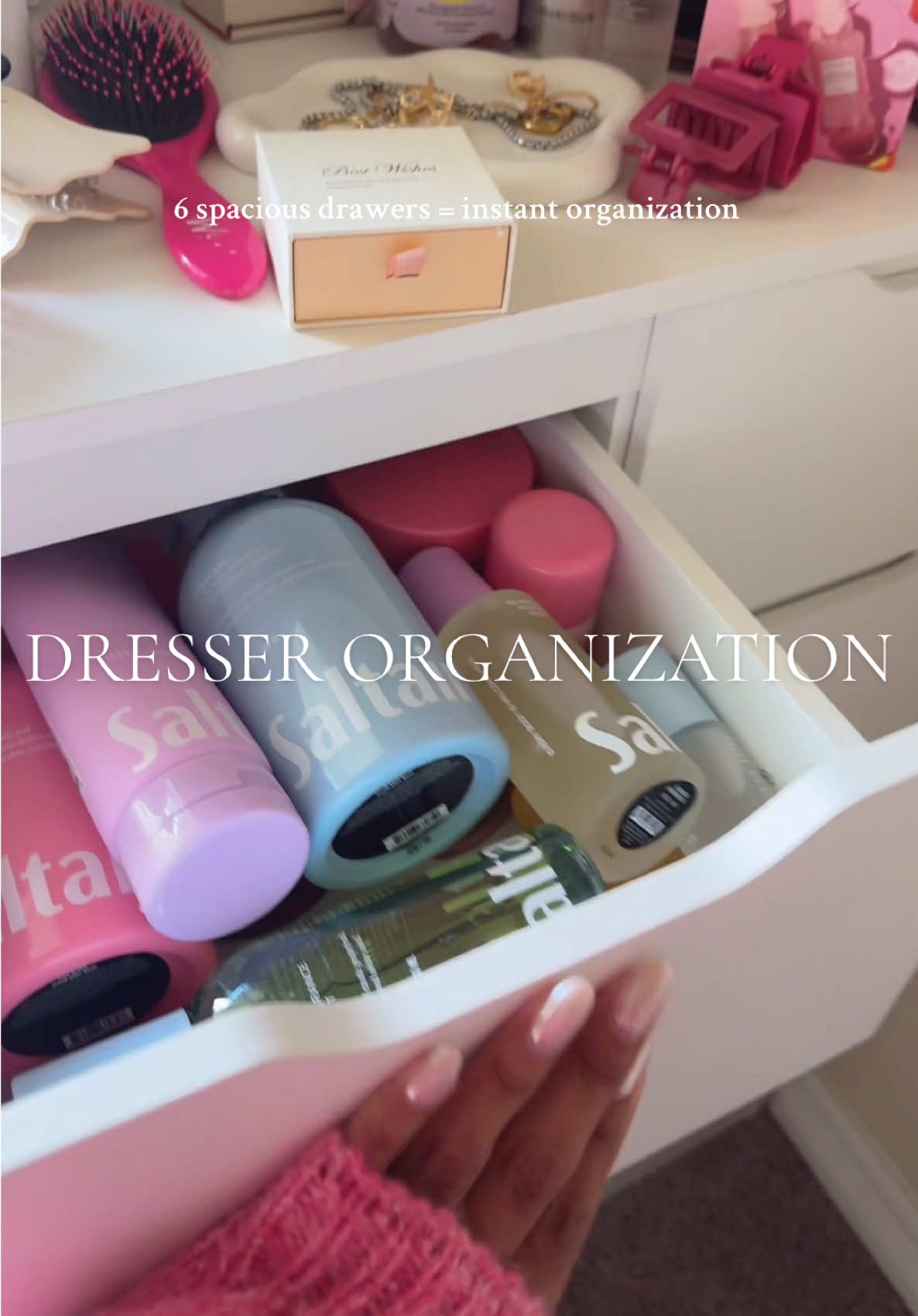 Finally… a dresser big enough to hold EVERYTHING 🙌 and it’s on SALE right now! #dresser #drawers #organizedhome #organize #organizationhacks 
