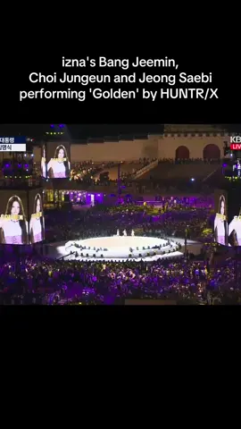 izna's Bang Jeemin, Choi Jungeun and Jeong Saebi performing 'Golden' by HUNTR/X at Gwanghwamun Square for South Korea's 80th Liberation Day Anniversary celebration (cr: iznavibe) @izna (이즈나) #izna #naya #fyp #foryoupage #kpopfyp 