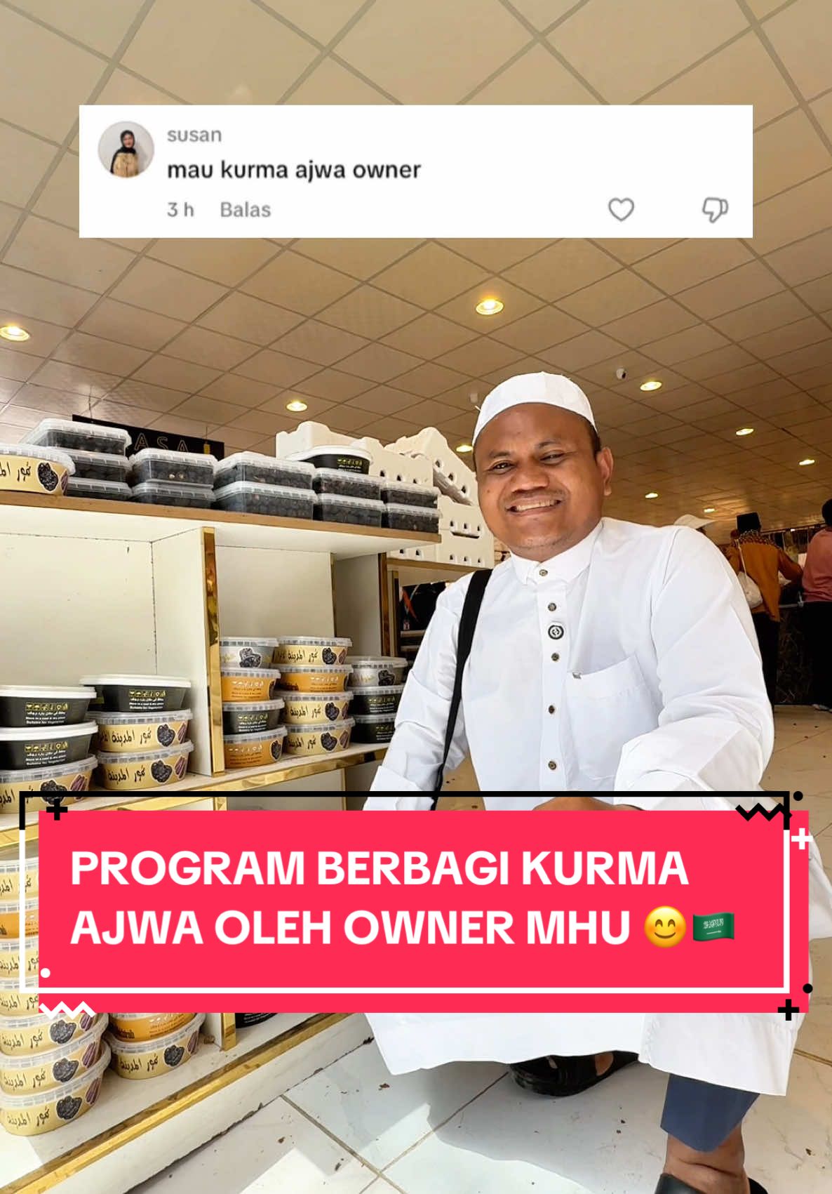 PROGRAM BERBAGI KURMA AJWA OLEH OWNER TRAVEL MHU @OWNER TRAVEL MHU 🕋  SELAMAT KEPADA BUNDA @mamay.butik @ulfahmso & @ana.sssl 😊🕋❤️ #kurmaajwa #kurmaajwagratis #kurma #airzamzam #airzamzamgratis #ownertravelmhu #ownermhu #ownertravelmhuberbagi #alfitrahpiama #abamaher #abamaherownermhu #abamaherownertravelmhu