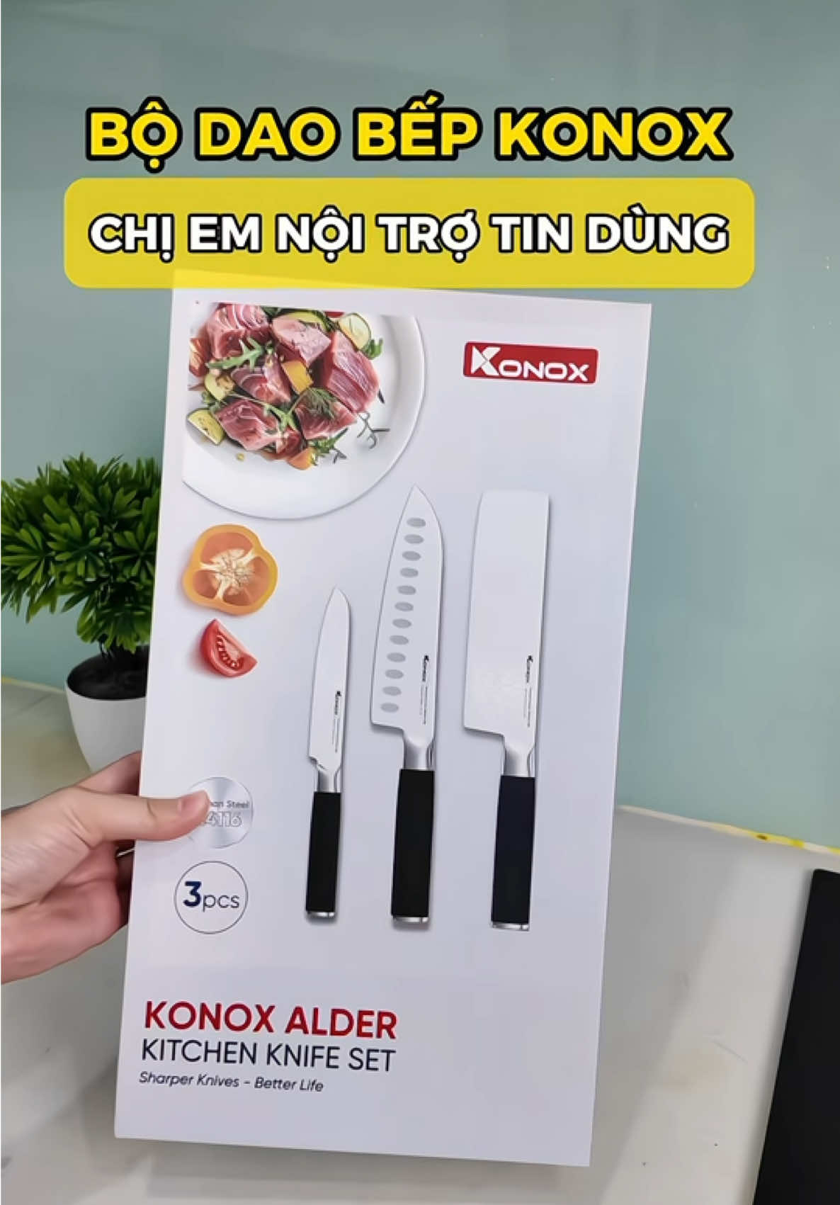 Vào bếp không còn bực vì dao cùn, dao gỉ nữa #daolambep #konox #alder #daothepkhonggi #dandanrevieww 