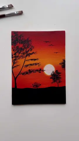 Golden Hour Serenity – Minimalist Sunset Tree Landscape 🌅🌳 . . . . . . . . . . . . . . . . . . . . . . . . . . . . . . . . . . . . . . . . . . . . . #art #acrylicpainting #fypシ #landscape #arttok  .