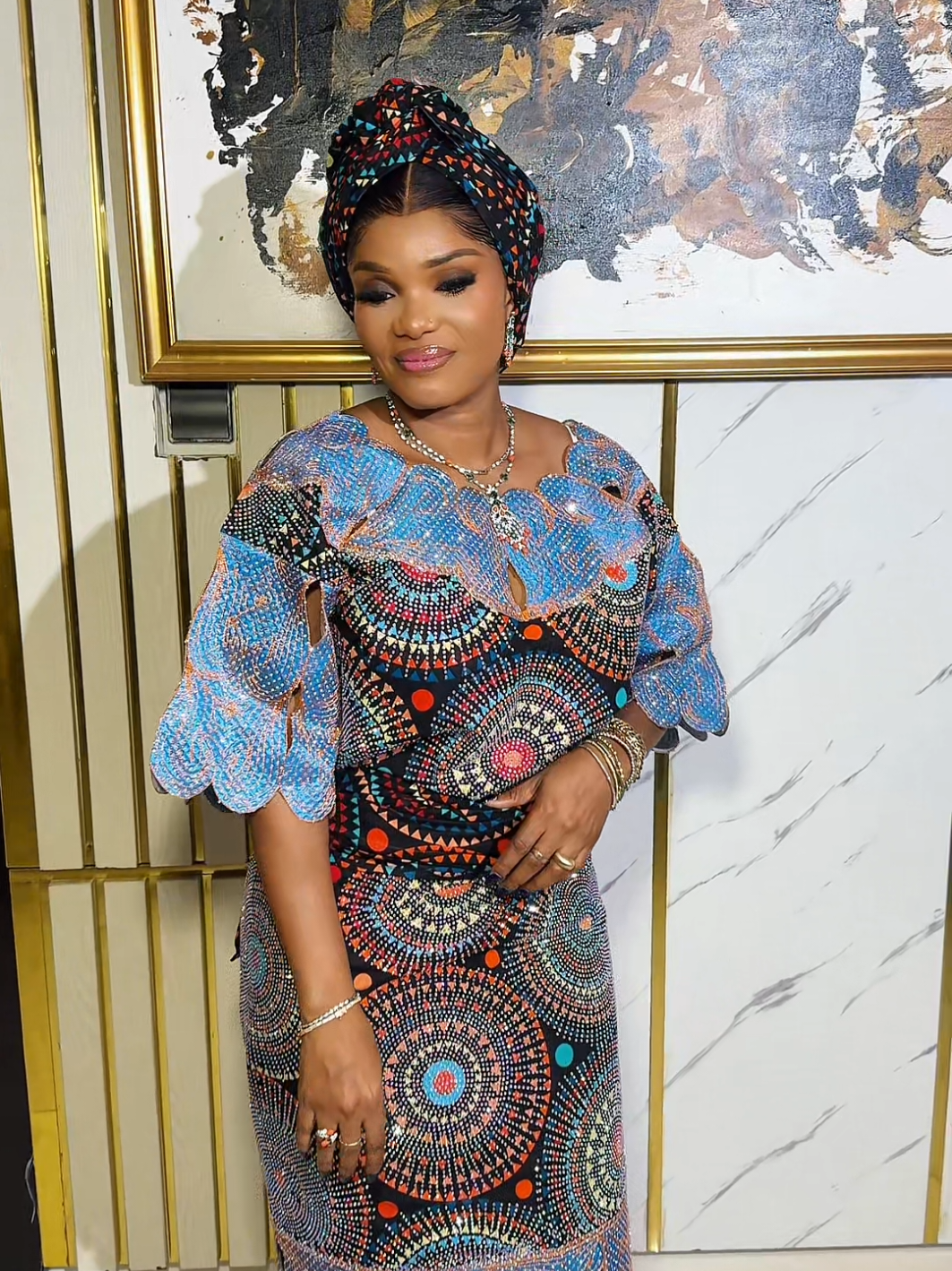 Step out in style with @hope_readytowear stunning Iro and Buba outfits with their unique, fully stoned designs! DM them to get yours now and rock traditional attire with pride @hopebykikiokewale 