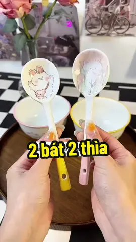 Set 4 món 2 bát 2 thìa bằng sứ siu dễ thương nha #2bat2thia #set2bat2thiabangsu #tiemcuachang #changngoxaykenh #giadungthongminh 