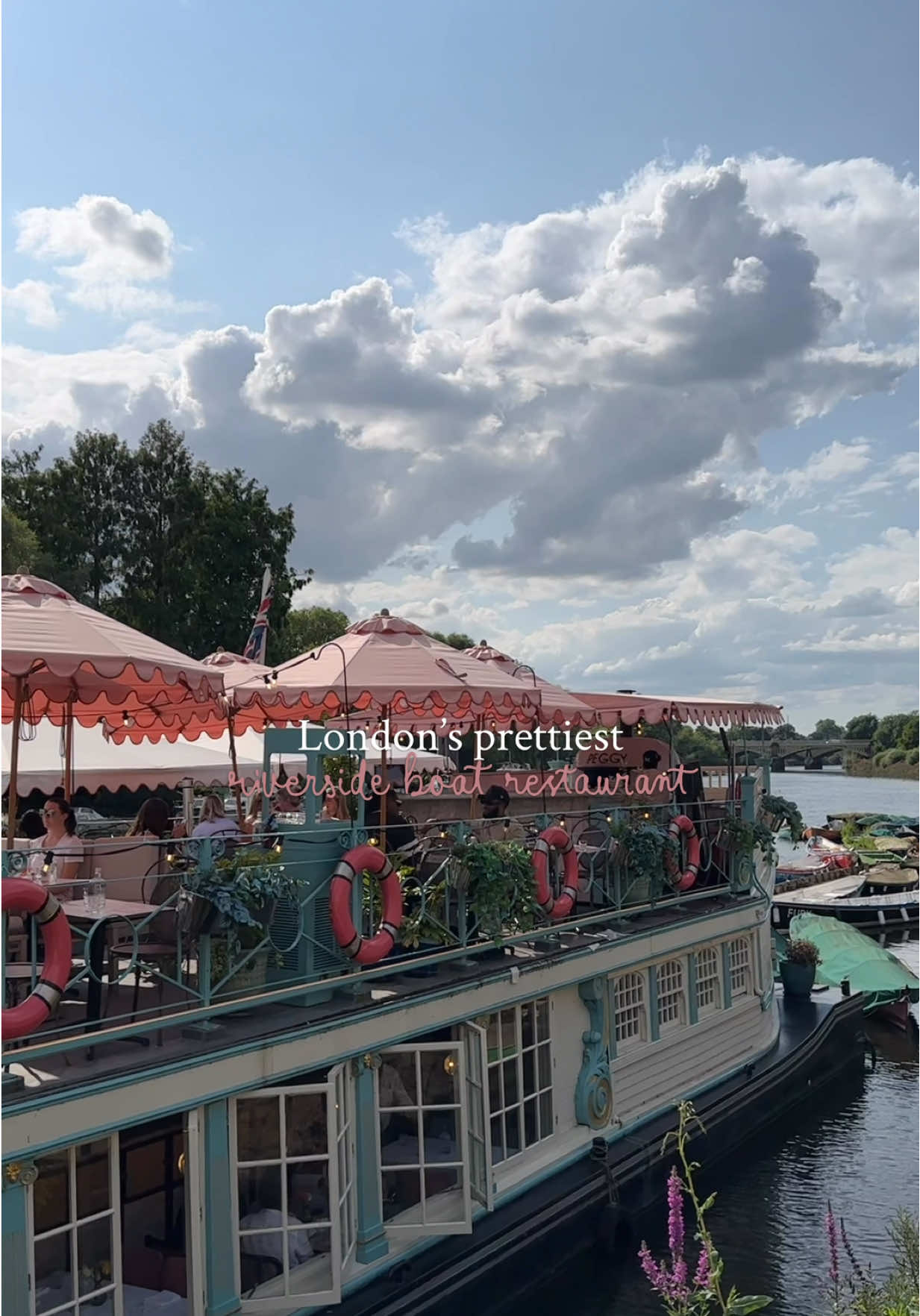 The perfect summer spot in london 🌞 Riverside lunch goals - sun, river breeze, fire-cooked lunch in a charming boat 🌊 💘  Here’s everything we tried:  * Confit garlic hummus: crispy chickpeas, smoked paprika * Whipped house labne: apricot harissa, watercress * Clayfired bread, pepperberry salt * London Buratta: courgette, hazelnut pesto, citrus gel * BBQ skewers - Oyster mushrooms, soy, honey and five spice glaze * Mars cheesecake bomb. 10/10 so good!   📍Peggy Jean Richmond @Daisy Green Collection  #riverside #londonrestaurants #richmond #londonsummer #londonfood  Summer in london, boat restaurant in london, riverside boat restaurant in london, best restaurants london, riverside views, floating restaurants 