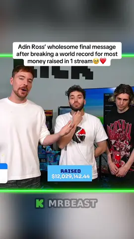 Adin Ross’ wholesome final message after breaking a world record for most money raised in 1 stream🥹❤️ #mrbeast #adinross #xqc - Mr Beast with adin ross & xqc 