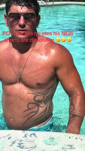 Dissolving Swim Shorts Victim!  😆😆😆#grillbillymike #dissolvingswimtrunks #dissolvingshorts #hyenalaugh 