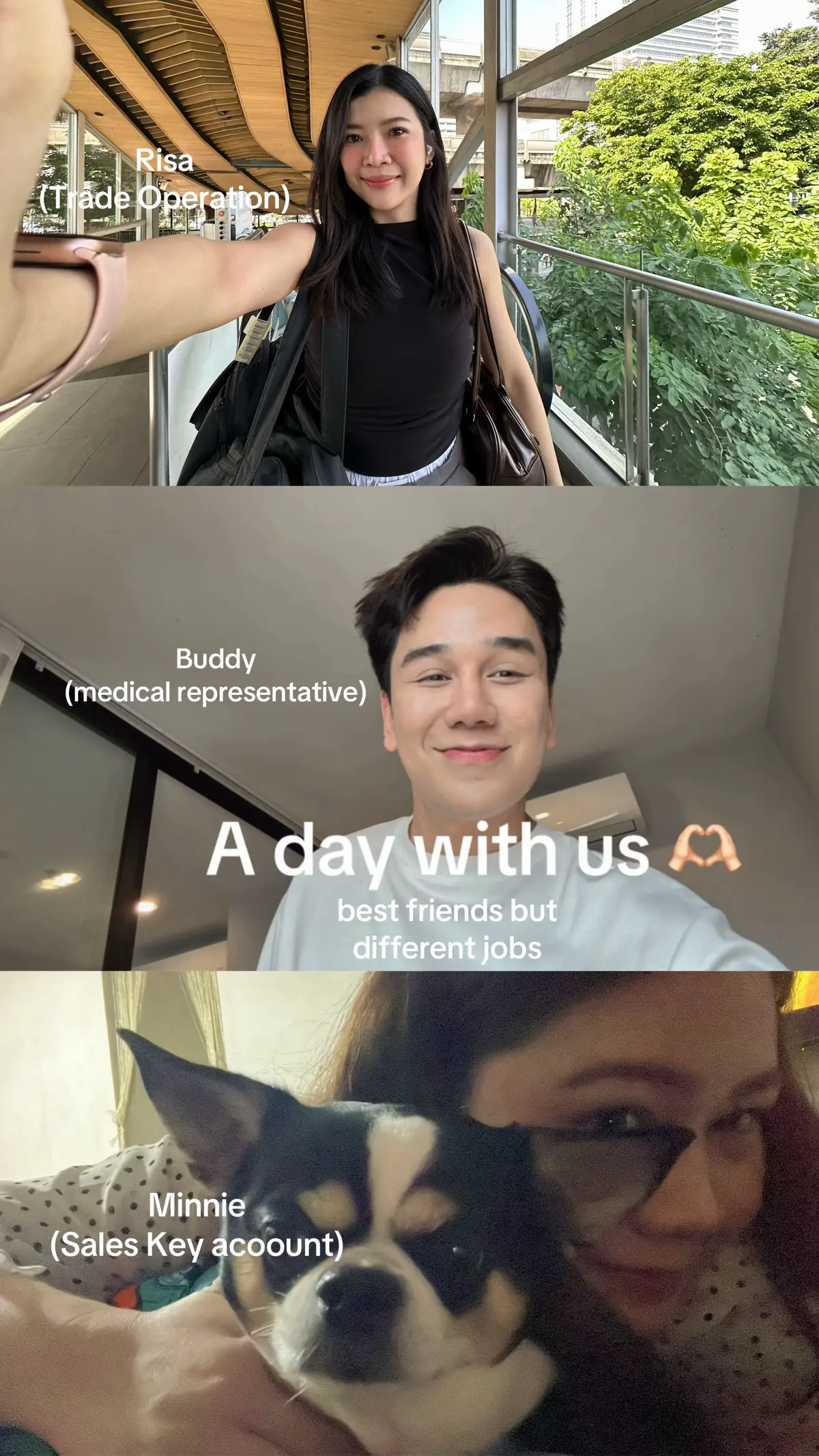 A day with us 🫶🏻🎀 @มินนี่มิกกี้ @BuddyRawit  #office #adayinmylife #พนักงานออฟฟิศ #officelife #corporatelife 