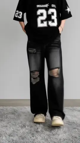 CELANA JEANS BAGGY LOSSE PRIA WANITA SOBEK LUTUT🤩#baggyjeans #jeanssobek #jeansbaggy #fyp #fypage 