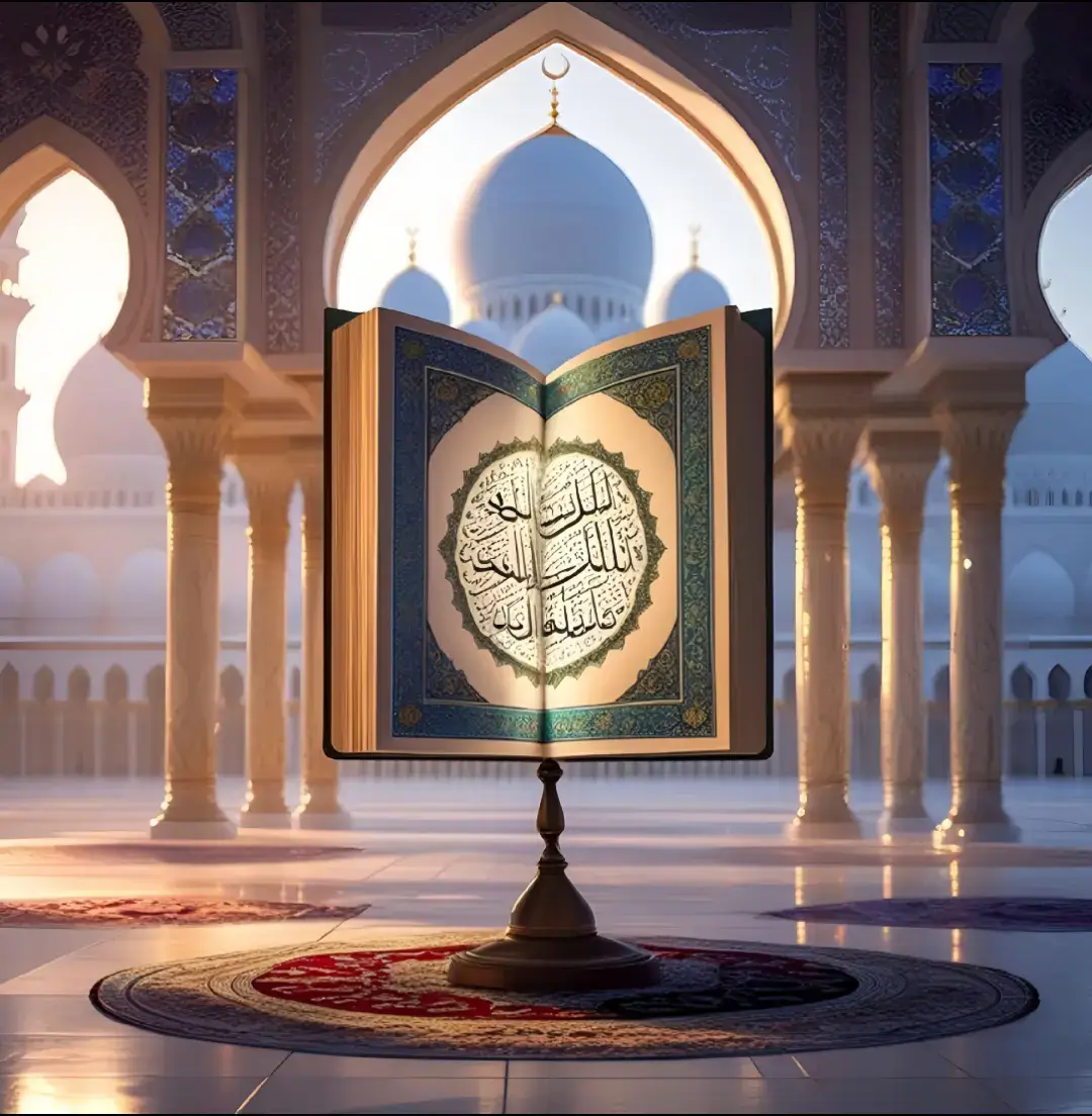 This image captures the majestic beauty of Masjid al-Nabawi, the Prophet's Mosque, Ilocated in the holy city of Madina. The iconic green dome marks the resting place of the Prophet Muhammad (PBUH). Surrounded by elegant minarets, the mosque's stunning architecture is illuminated under a clear blue sky. The expansive marble courtyard reflects the soft sunlight, creating a serene and spiritual atmosphere. Pilgrims are seen peacefully walking and praying, symbolizing the unity and devotion of Muslims from around the world. This sacred site is not only an architectural masterpiece but also a place of deep reverence and tranquility.
