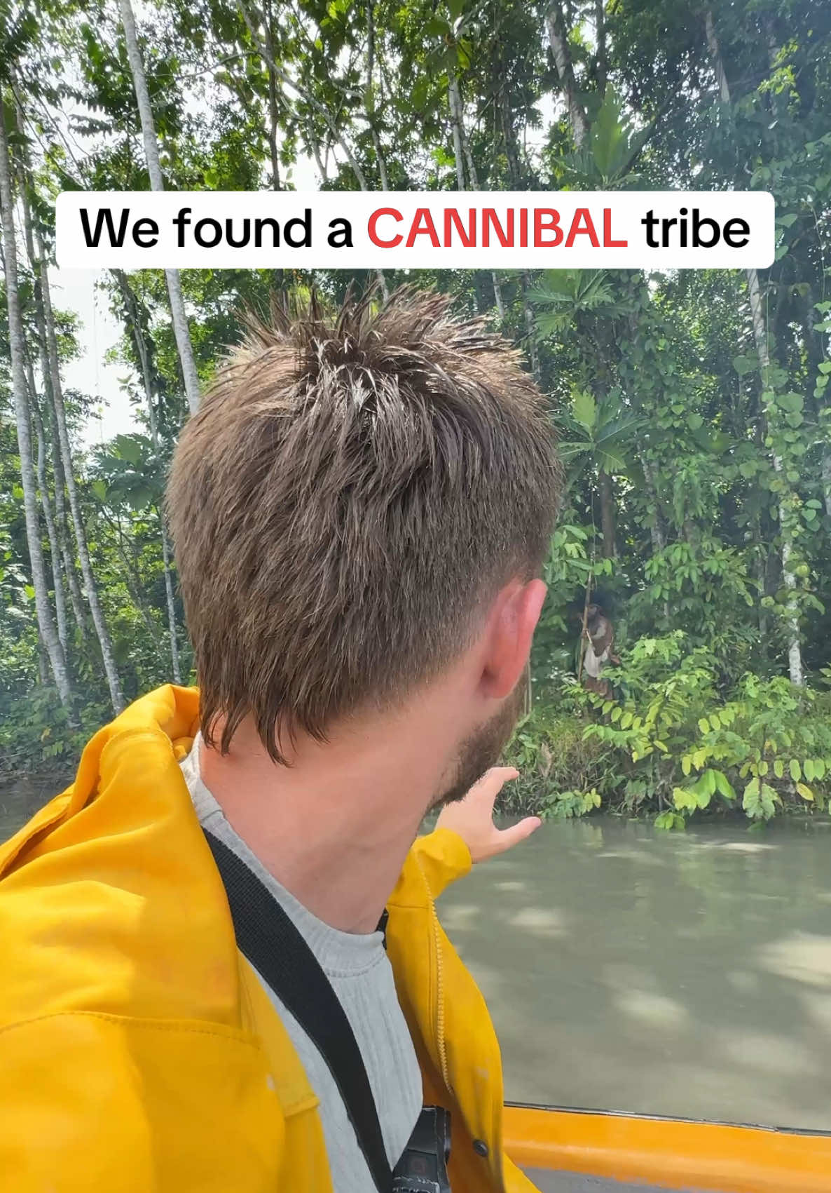 Deep in the jungle of Papua... Just tried to make contact with a cannibal tribe LOL Will try again tomorrow. Wish us luck 😅 #cannibal #tribe #adventure #deadly #survival 
