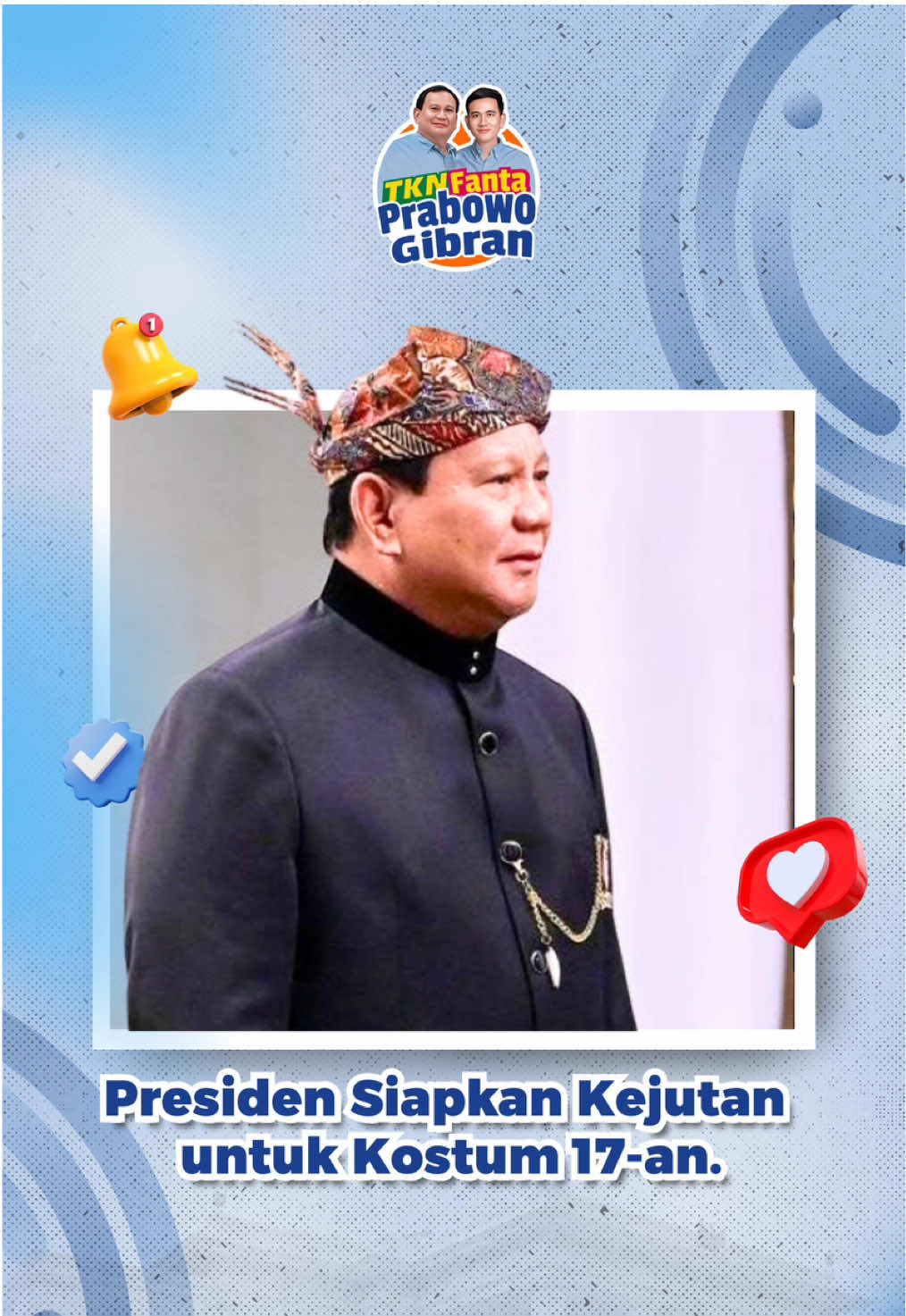Presiden Prabowo Siapkan Kejutan untuk Kostum 17-an 🇮🇩 Untuk pertama kalinya sebagai Presiden, Prabowo Subianto akan tampil di upacara kemerdekaan 17 Agustus. Kabarnya, beliau menyiapkan kostum adat yang penuh makna dan kejutan. Simbol persatuan? Representasi budaya tertentu? Kita tunggu penampilannya. 💬 Tebak baju adat dari mana yang akan dipakai Presiden? #PresidenRI #PrabowoSubianto #17Agustus #BajuAdat #HariKemerdekaan #DirgahayuRI