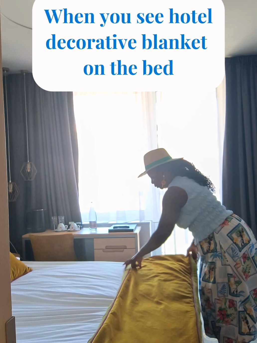 Hotel decorative blankets & pillows: aka The Fashion Show of Germs™ 🦠✨ Do you leave them… or do you remove them like you’re on CSI?
