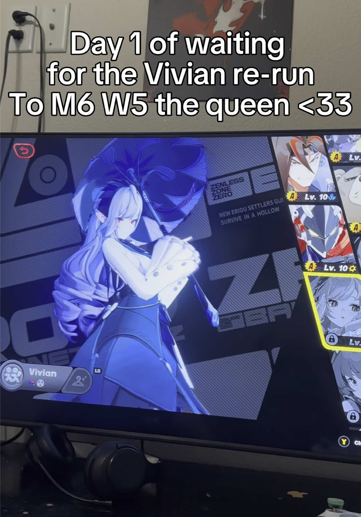I started in 2.0 btw that’s why I don’t have her, also @QingyiLover you’re my biggest inspiration 🥹 #zenlesszonezero #vivian #fyp #zzz #persona 