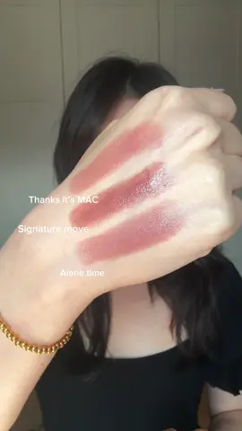 Most viral lipshade from @M·A·C Cosmetics Canada this summer is definitely alone time!! But here are two more shades that I think are even more universal for more skin tones! #mac #lipstick #alonetime #lipstickswatch 