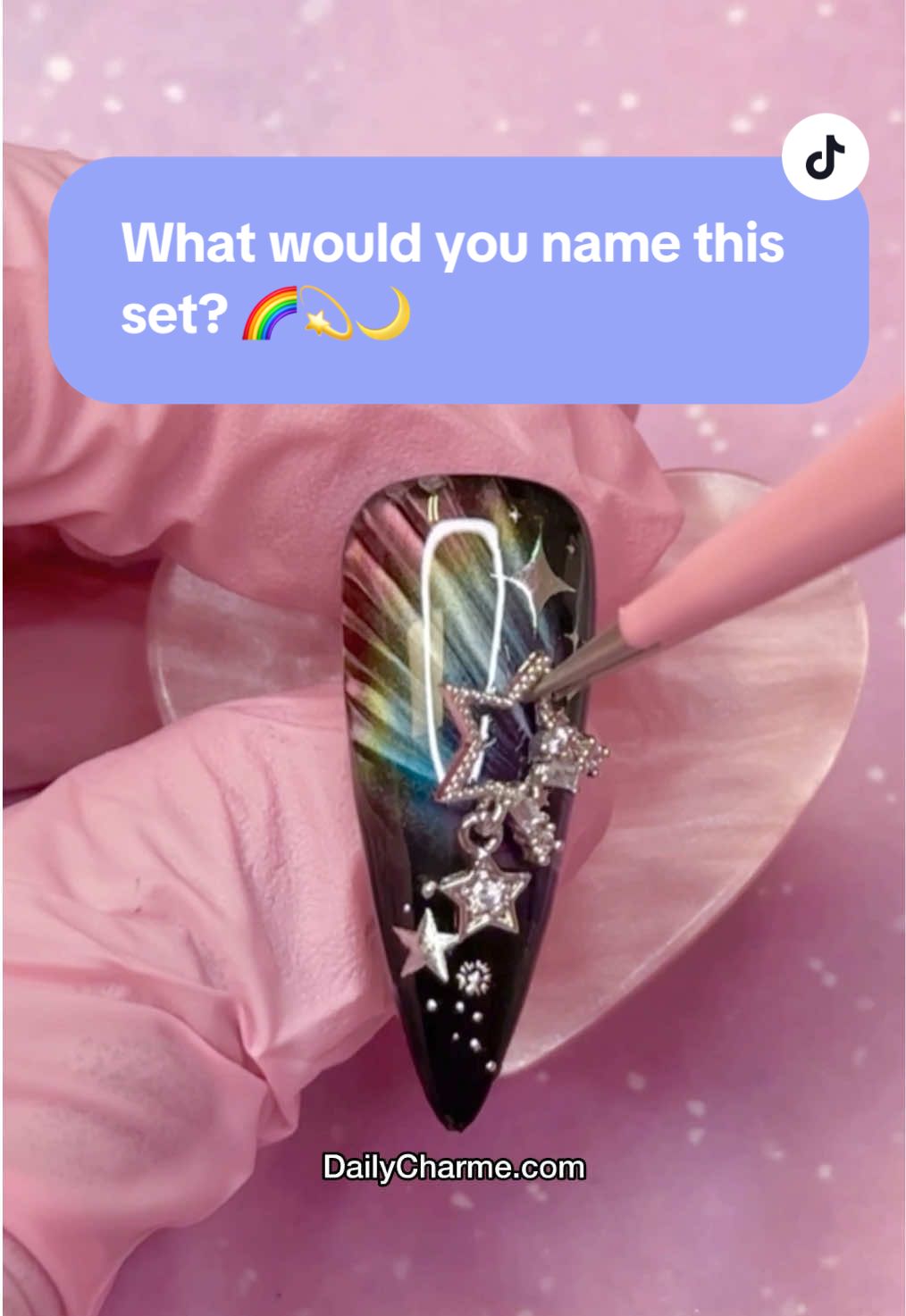 What would you name this set? 🌈💫🌙 A dreamy rainbow cat eye with cosmic charms for the ultimate celestial vibes! ✨ Comment 