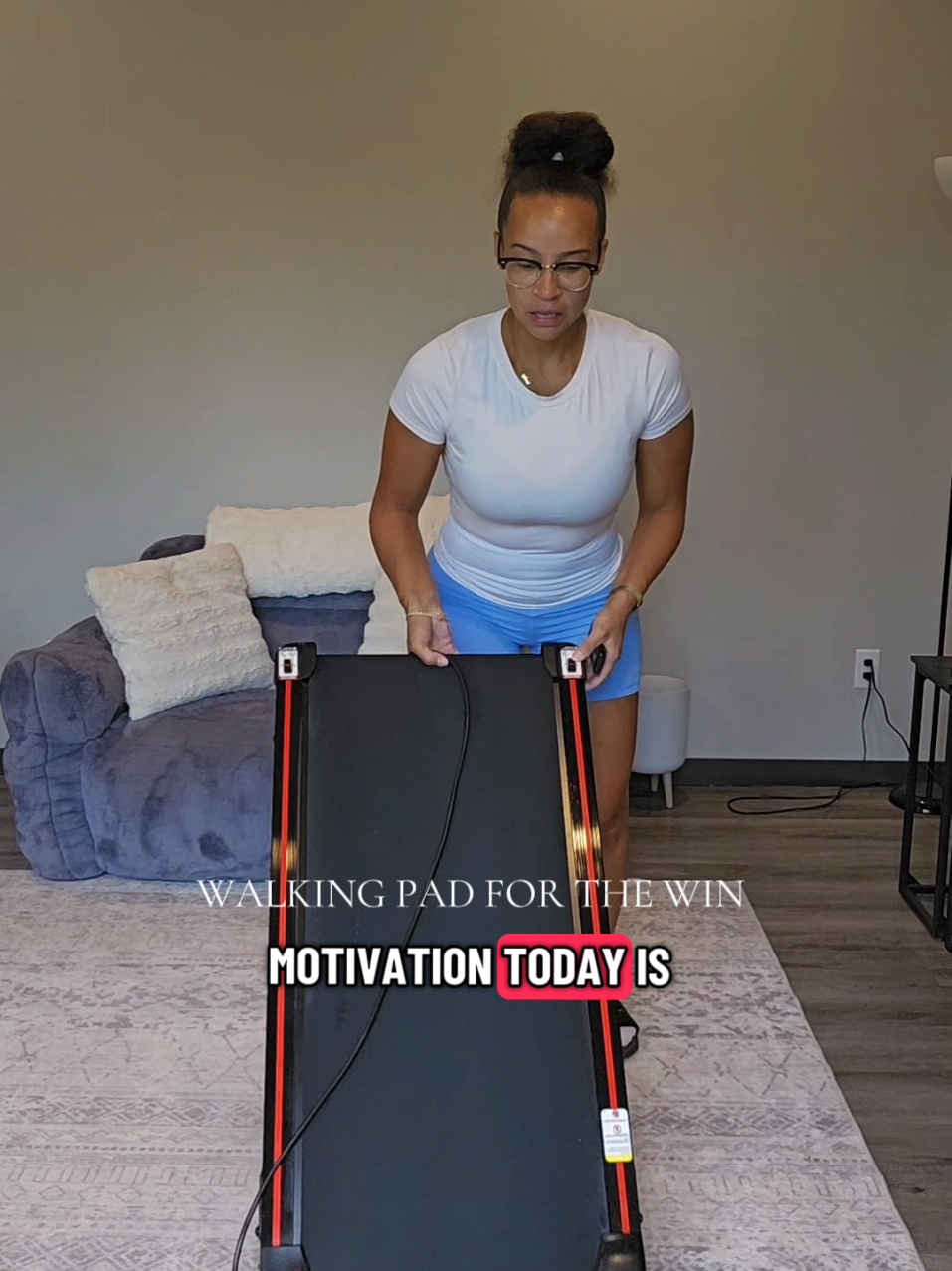 This walking pad is helping keep me consistent even when the motivation isn't there. 🙌🏽🚶🏾‍♀️ #walkingpad #walkingtreadmill #inclinewalkingpad #underdesktreadmill #workoutequipment 