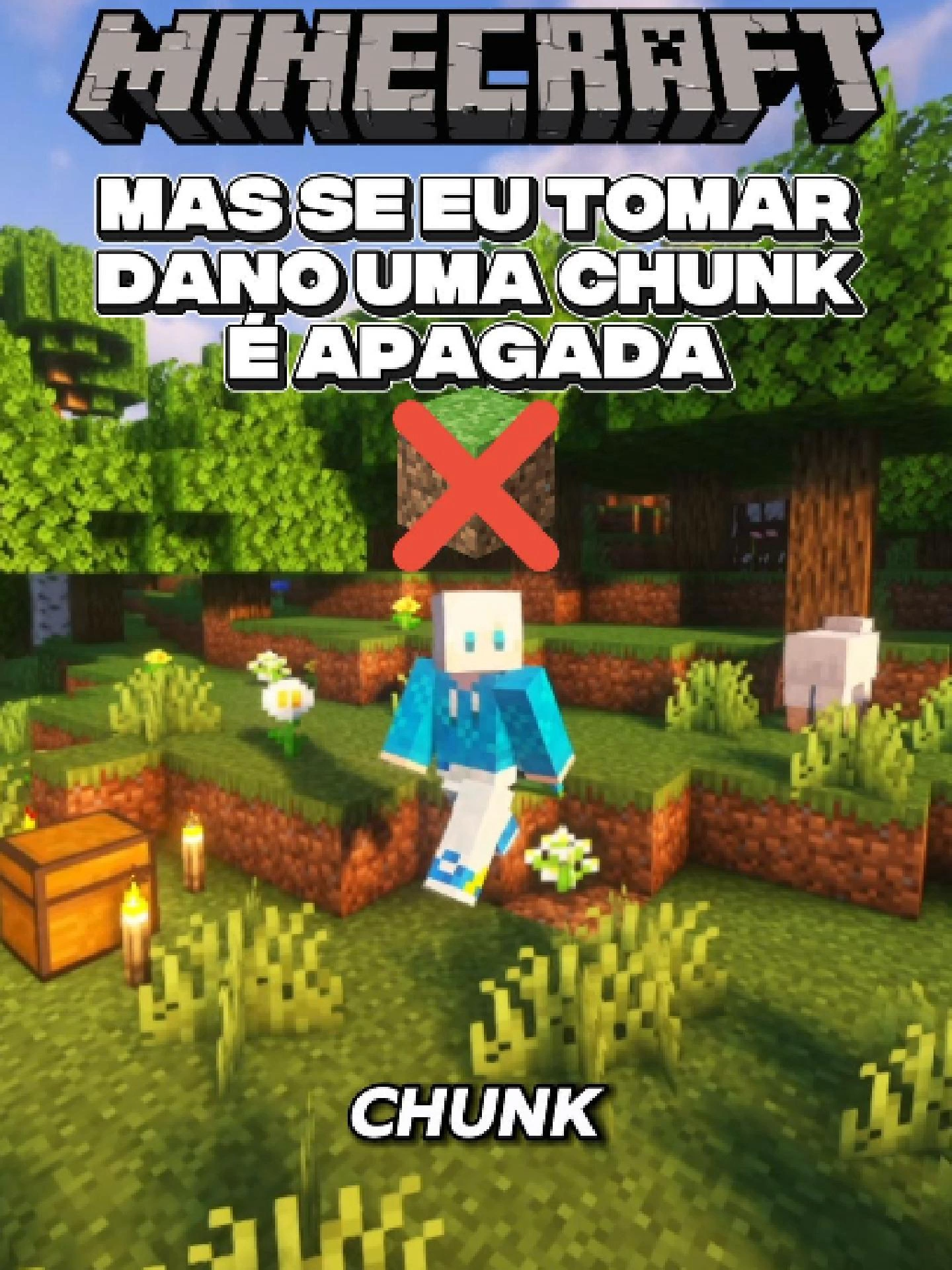 MINECRAFT, mas se eu tomo dano a Chunk é apagada! #Minecraft #fyp