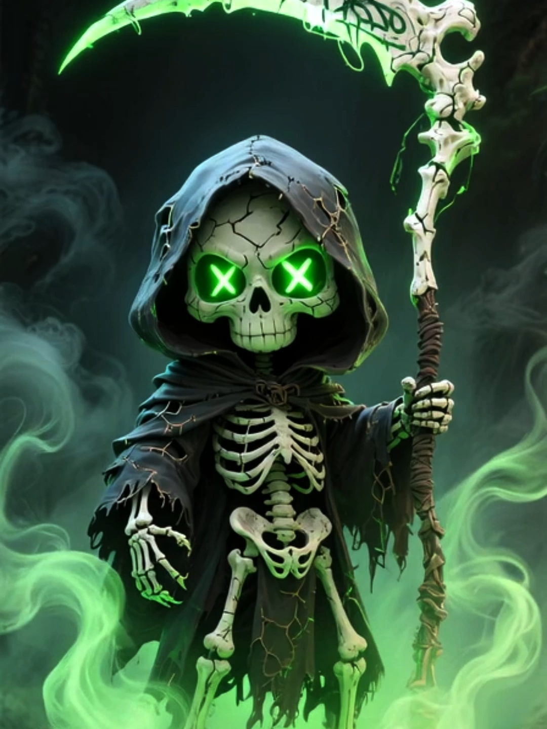 Live Wallpaper | The Grim Reaper #grimreaper #skeleton #livewallpapers #cartoonvibes #darkfantasy #spookyvibes #darkaesthetic #halloweenart #aivideo #wallpapervideo #phonewallpaper