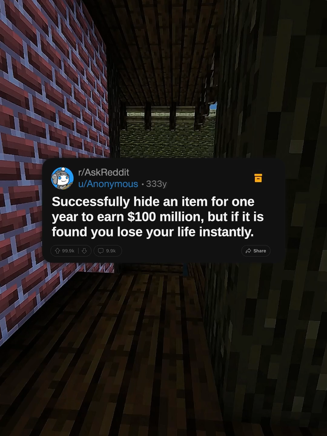 Successfully hide an item for one year to earn $100 million, but if it is found you lose your life instantly. #redditreadings #askreddit #redditstories #reddit #reddit_tiktok #fyp #redditstorytime