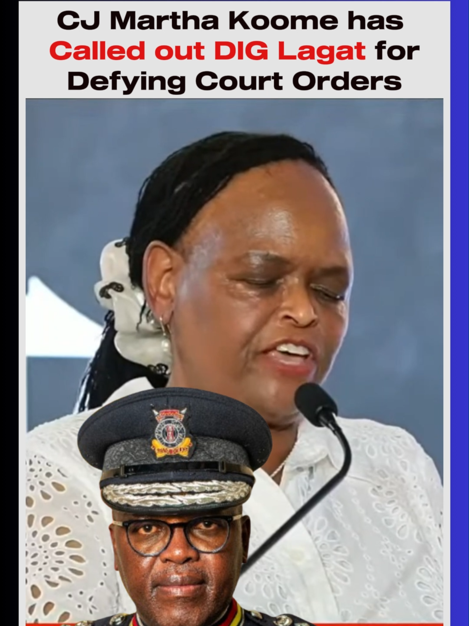 “No One Is Above the Law” – CJ Koome Fires Back at DIG Lagat Cj Koome in a recent speech called out DIG lagat for ststing that he wont respect decisions by the court and that he can only be prosecuted by the DPP on the issue of Ojwang who lost his life in a police cell #2027elections #viralkenya #statehouse #RAILA #GACHAGUA #maandamano #genz #maandamano