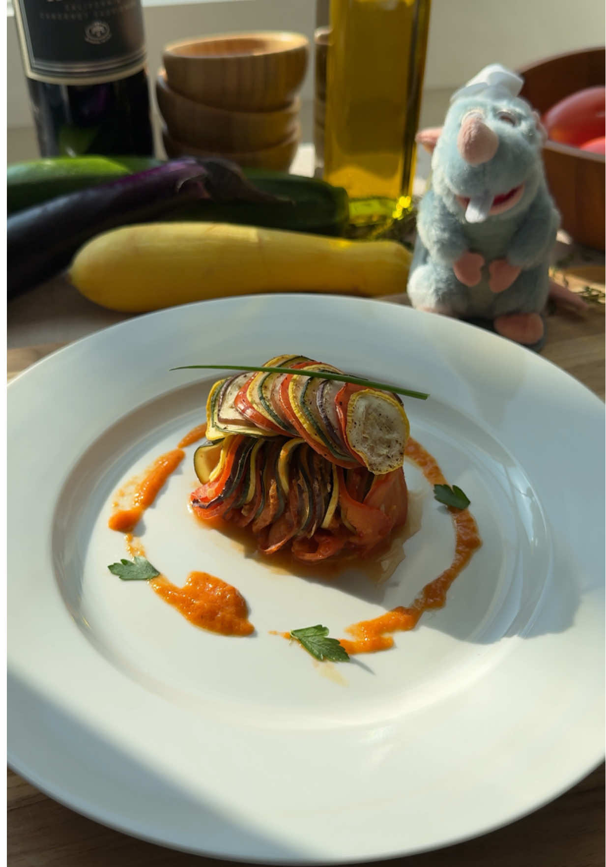 FILM TO TABLE SERIES EP 4: Ratatouille from Pixar's Ratatouille 🐭👩🏽‍🍳 not going to lie, I was so proud of myself for making this dish 🥹 I've always wondered what ratatouille tasted like and to have made it at home was so rewarding albeit time consuming. Still, I would definitely make this again! #cookwithme #ratatouille #disneyfood #foodfrommovies #pixar    
