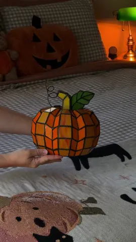 How gorgeous is this stained glass pumpkin lamp?! 🎃🧡 (🔗ed in my LTK cozy home  album!) I saw it on here a couple weeks ago and debated it for a bit because it is pretty pricy BUT after a week of thinking about it basically non-stop, I decided it was a “treat yo’self” moment and used some of my holiday gift money (also thanks to the encouragement of my friend, Lynne 🫶🏻). 💁🏻‍♀️ It arrived while I was in Washington so I just finally got to unbox it and omggggg she’s stunning! 😍 It is not a touch lamp, btw—I just did that as a transition and then realized it may cause confusion. 😅 I’m not 100% sure where she’s gonna live yet, but I know I made the right choice! 😜🧡 #pumpkinseason #fallvibes #autumnvibes #cozyhomedecor #cozyliving 