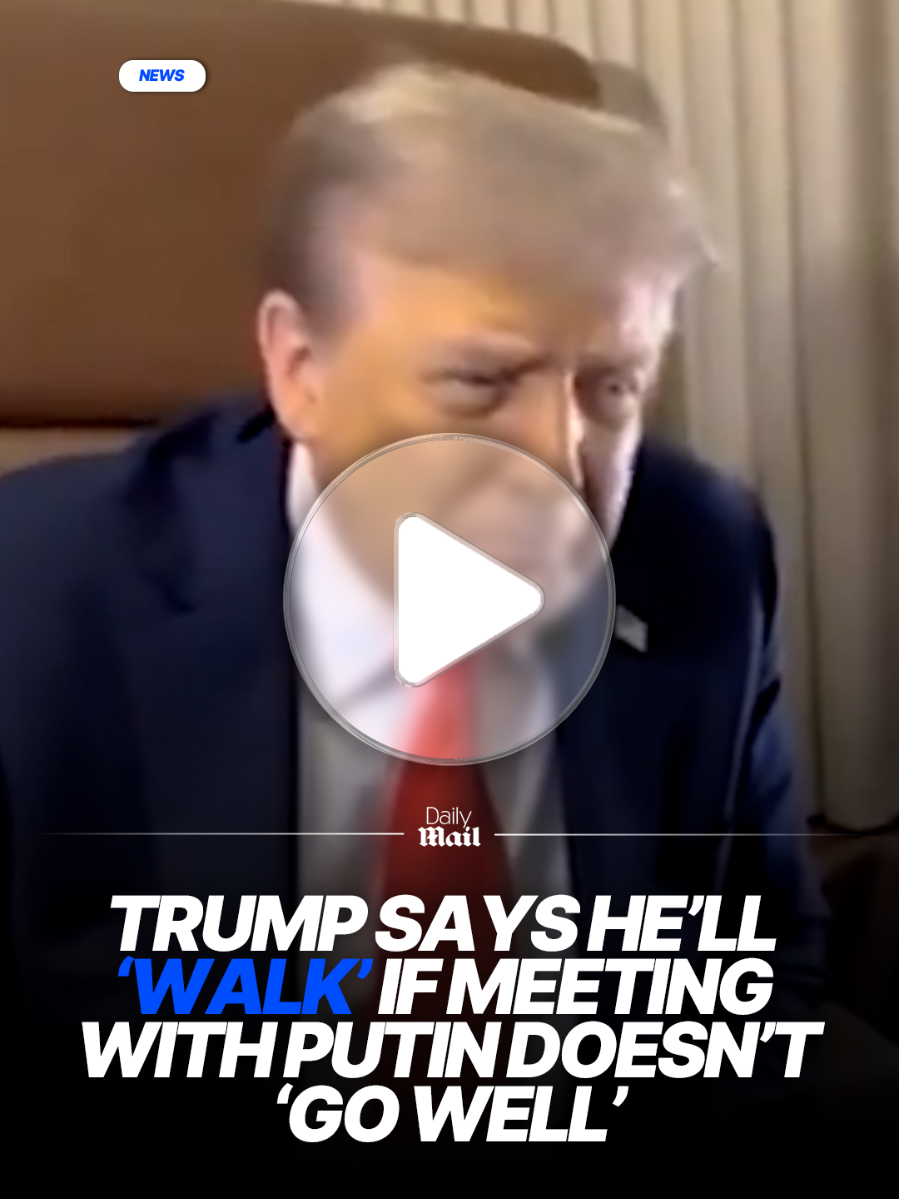 Donald Trump revealed he wants to achieve a ceasefire from today's Alaska summit with Vladimir Putin and has threatened to 'walk' if the Russian president refused to cooperate. Trump also told Fox News host Bret Baier that he would walk away from the meeting and 'head back home real fast' if Putin does not cooperate during the meeting. Both leaders are en route to the Elmendorf Air Force Base in Anchorage where they are scheduled to begin face-to-face talks at a 'working breakfast,' and a news conference could follow. Read the full story at Daily Mail #USA #Russia #Alaska 
