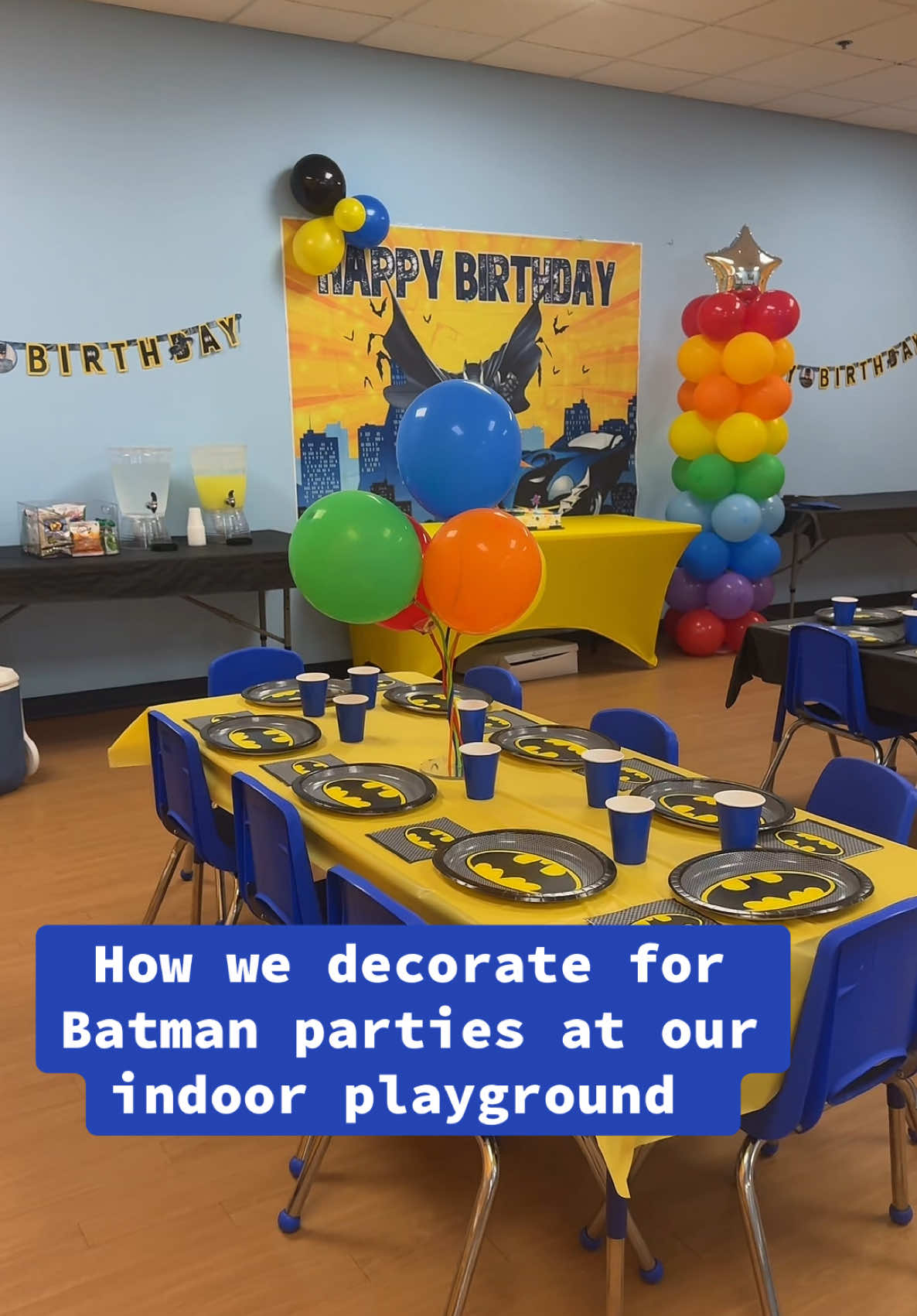 This is our Simply Private party with an added Batman theme #batmanparty #kidsbirthdayparty #jamtimeparty 