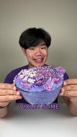 Making a violet slime 💜 Tune in next vid to see all of the colors mixed together! 👀  #slime #satisfying #asmr #rainbowslime #slimeshop 
