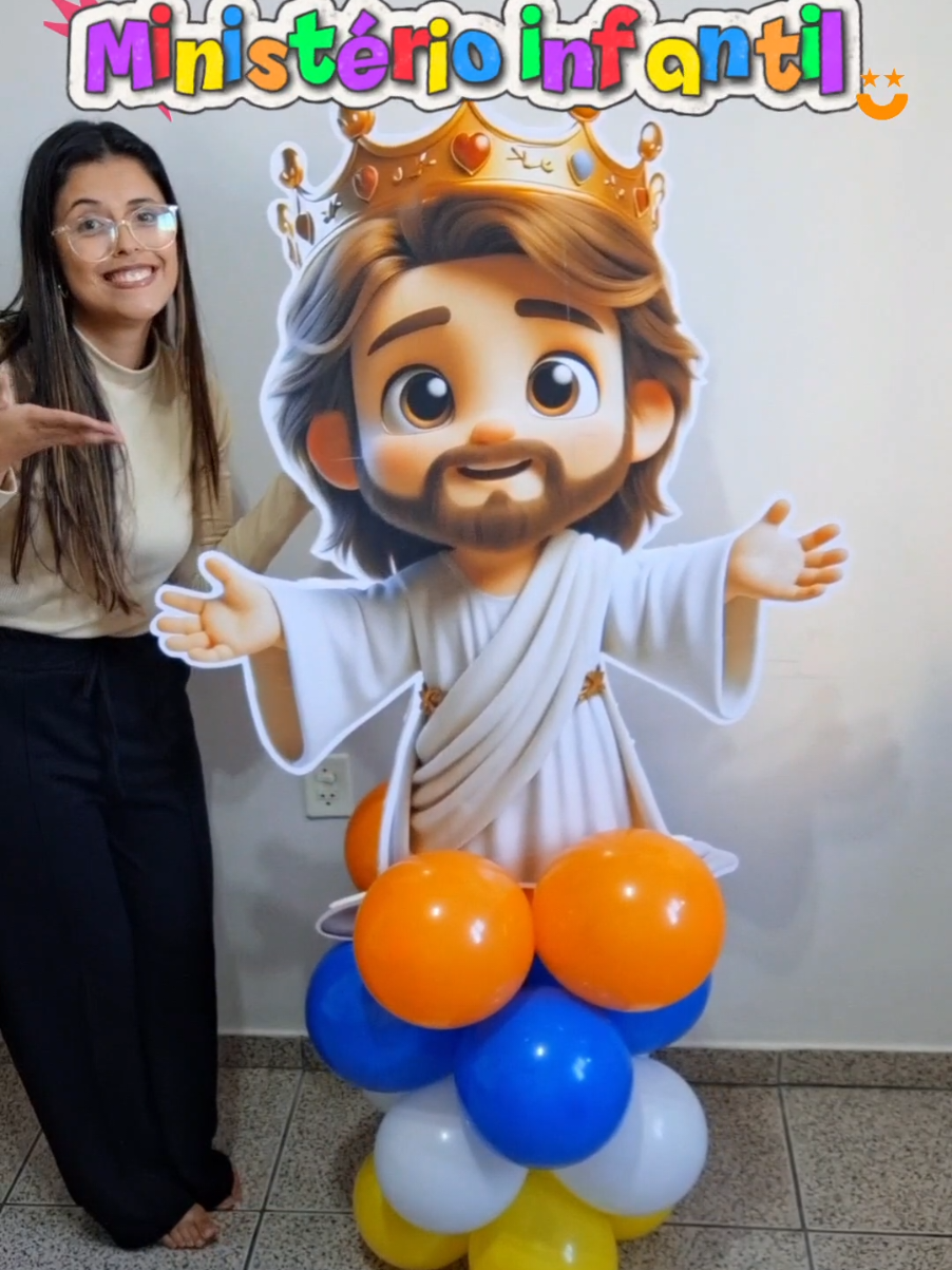 MOLDE--💣 LINK NA BIO💣 👑✨ O Rei Jesus chegou para reinar no seu evento infantil! Com 1,10m de altura e 19 páginas, ele vai transformar sua salinha, culto infantil, recepção ou cenário de fotos em um espaço cheio de vida e presença de Deus. 📄 Arquivo digital – fácil de imprimir e montar! 🔥 Promoção por tempo limitado – apenas R$10,00! Garanta já o seu e leve Jesus em GRANDE estilo para sua salinha. 🙌❤️ #ministerioinfantil #professoracristã #cultoinfantil  #display #decoraçãodefesta 