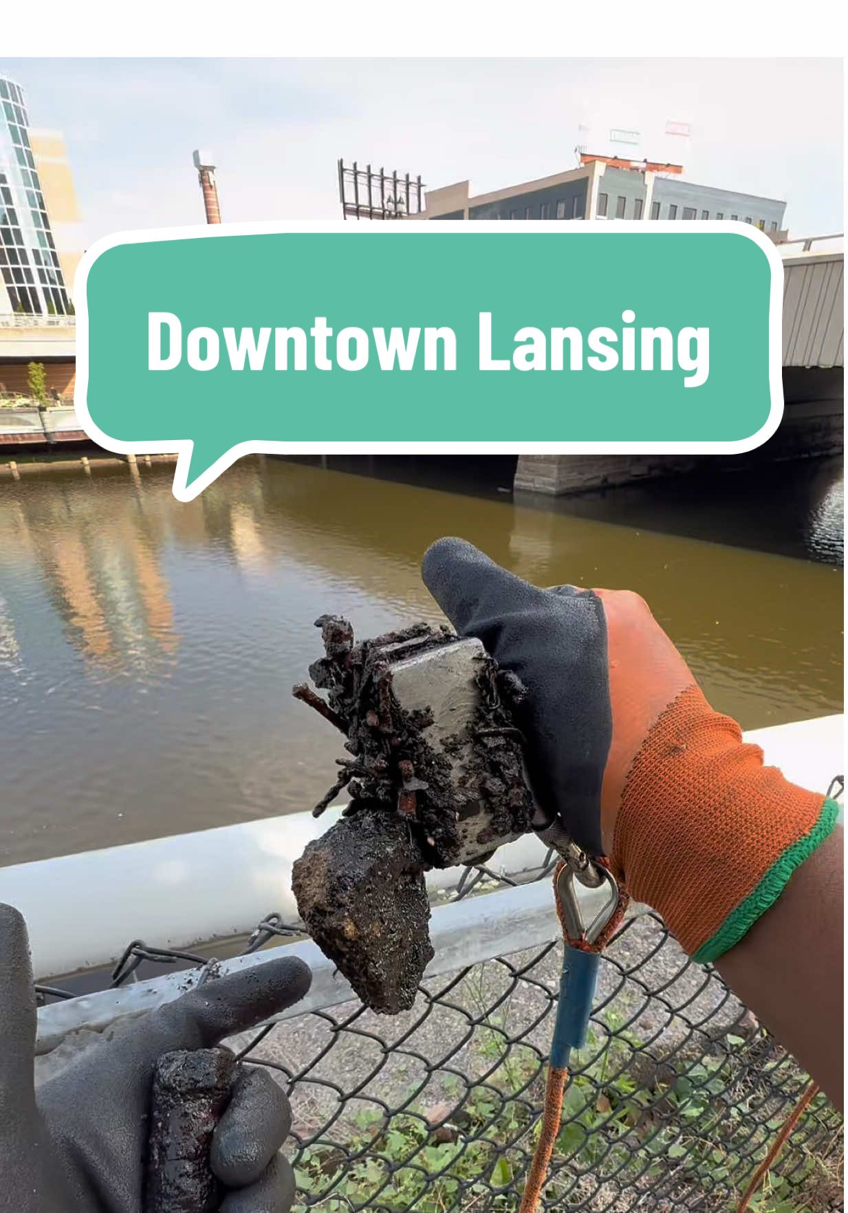 Magnet Fishing Downtown Lansing #magnetfishing #treasurehunting #outdooradventure #hiddenfinds #foryou