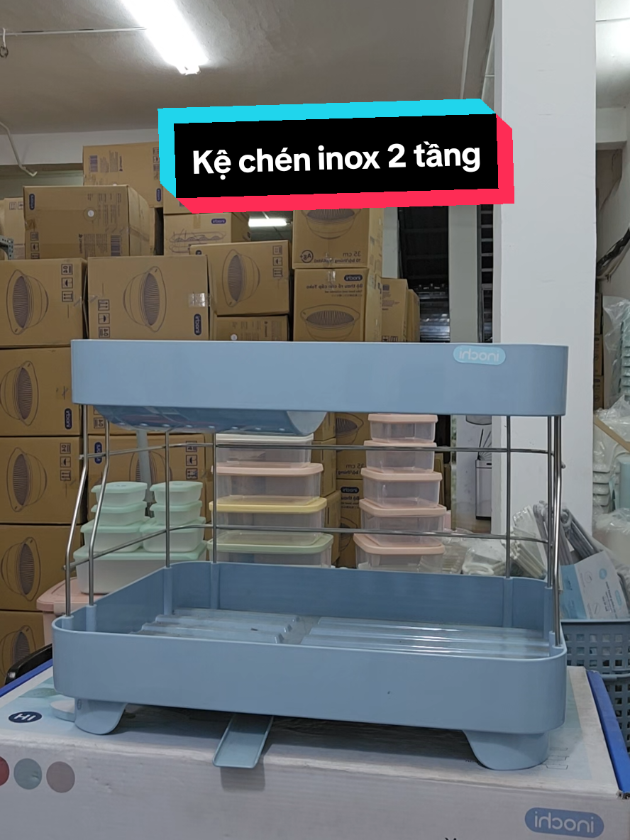 R185 Kệ inox 2 tầng cho không gian gọn ạ #kechen  #kedungchenbat 