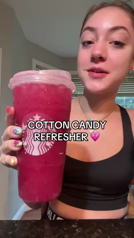cotton candy Starbucks refresher! 💕🩵 #fyp #viral #cottoncandy #starbucksdrinks #refreshers 