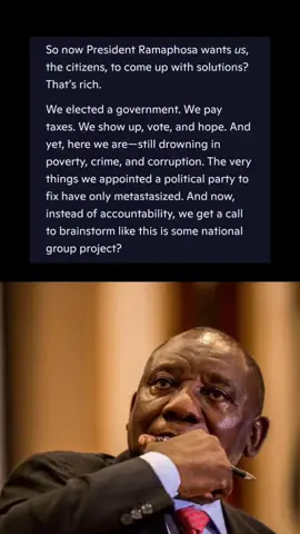 #SouthAfricaDeservesBetter   #AccountabilityNow   #FixSouthAfrica   #RamaphosaMustListen    #TaxMoneyMatters 