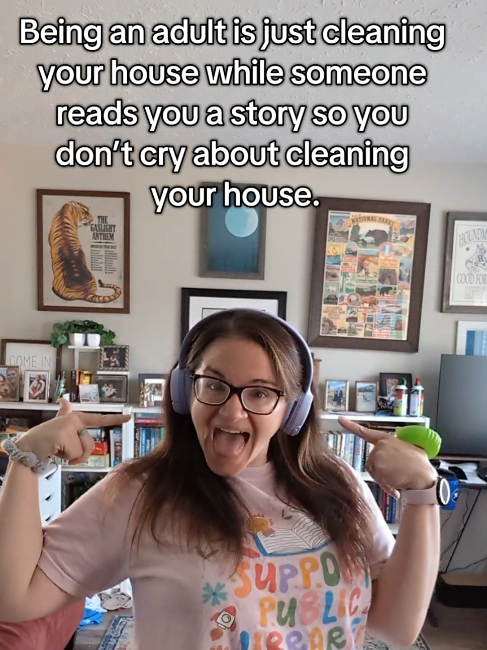 Cleaning while listening to audiobooks is my favorite hobby as an adult. Books have made cleaning fun again 😂 #booktokfyp #BookTok #bookhumor #audiobooks 