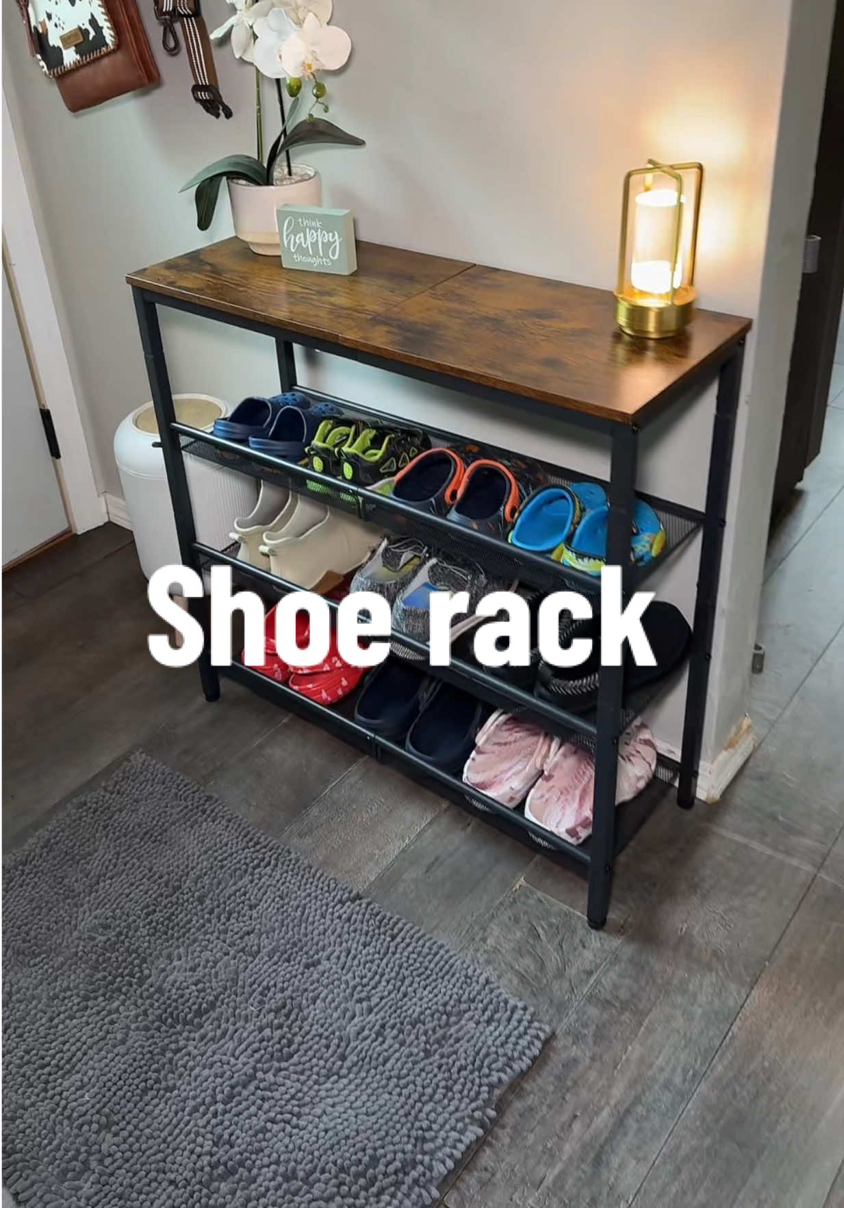 How cute is this shoe rack?! #shoerack #shoes #furniture #tiktokshopcreatorpicks #homeimprovement 