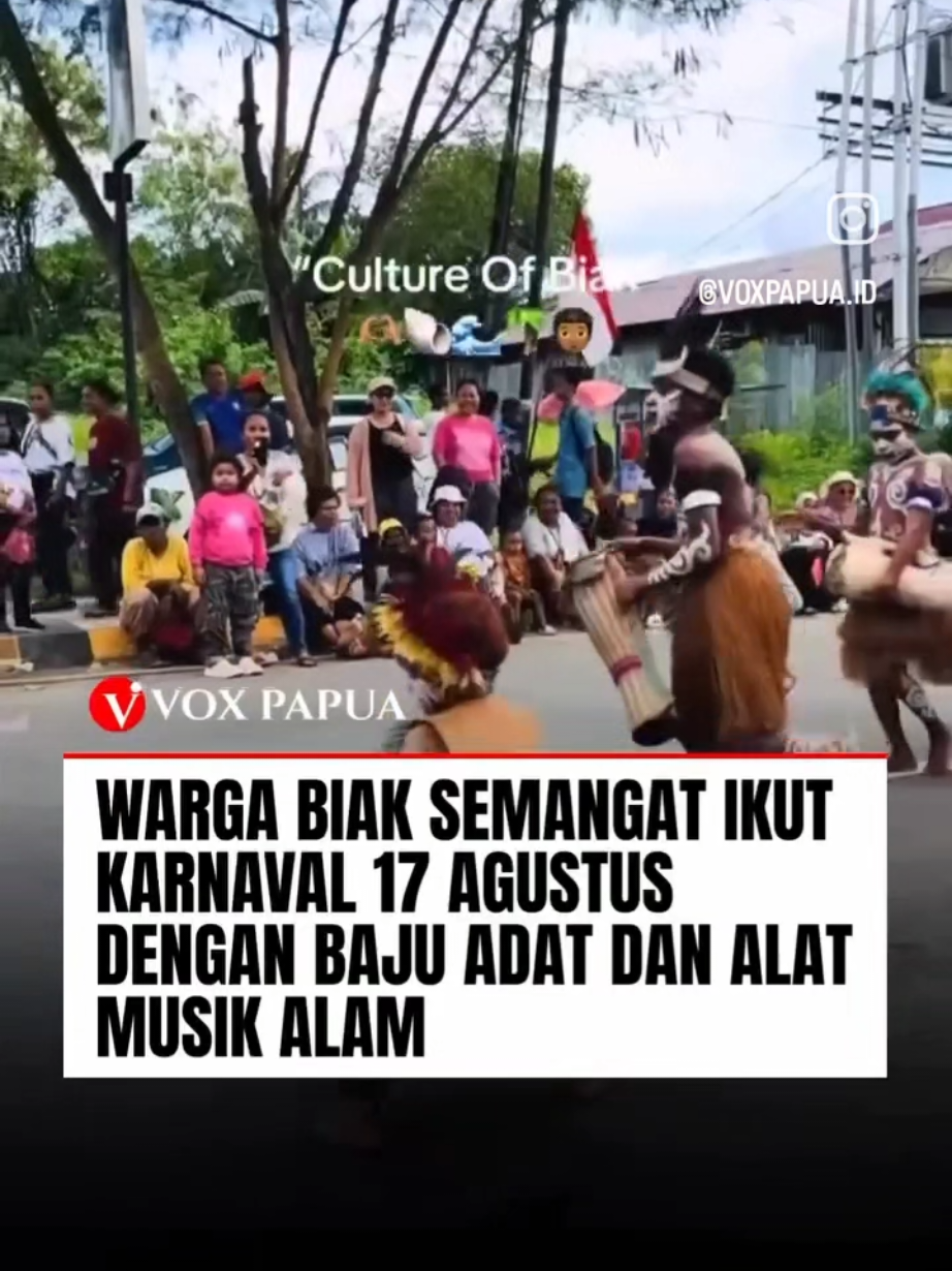 sebagai bentuk bahagia memperingati hari kemerdekaan Republik Indonesia yang ke 80 masyarakat biak menyemarakkan dengan memeriahkan karnaval KARENA PAPUA ADALAH INDONESIA  #hutri80 #hutri80indonesia🇮🇩 #biakpapua #papuapride #fyp 