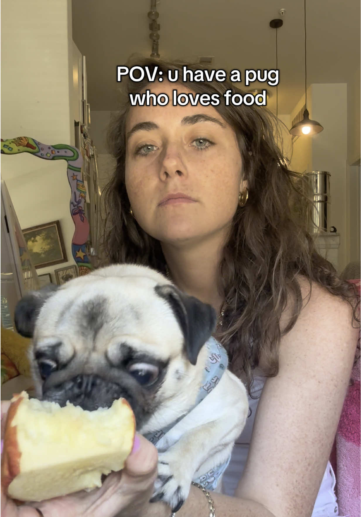 Who else’s dog loved food!?  #dogmom #pugpuppy #puglife 