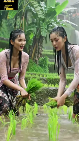 Menanam Padi Saat Hujan Deras #rainsoundsforsleeping #rain #viral #fyp #ai 