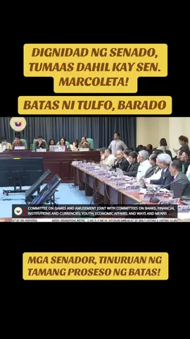 BATAS NI TULFO, BINARA NI MARCOLETA, DIGNIDAD NG SENADO, TUMAAS DAHIL KAY MARCOLETA! 
