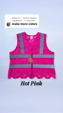 Replying to @✨️Vive la boujee vagabond✨️  We’ve got our vests in four dazzling colors! We’re also releasing purple, red and blue in September #lacesafetyvest 