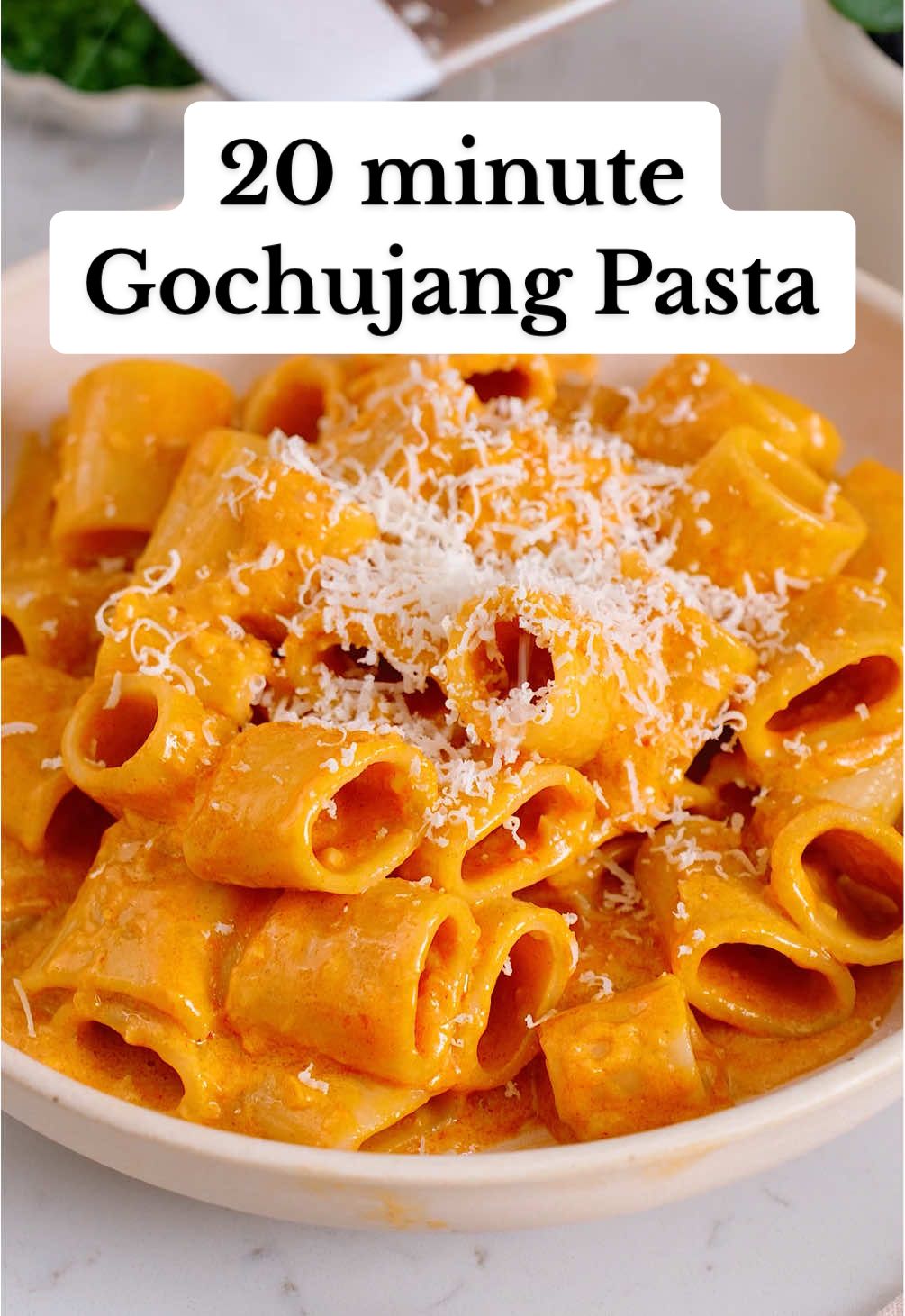 20 minute Gochujang Pasta 😍 Korea 🤝 Italy. This quick fusion pasta is SO easy and comforting! Detailed recipe on my blog, see bio 💕 #EasyRecipe #pasta #asmr #quickrecipes 