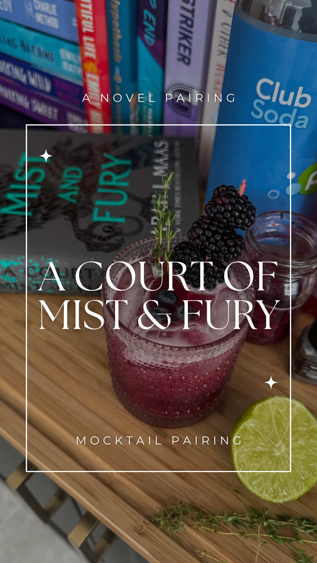 • ACOMAF Mocktail Pairing • Happy Friday! Hope you had an amazing week! Another Friday means it’s time for a new novel pairing! This week’s pairing is ACOMAF & Starry Night Symphony! We think this glittering blueberry and blackberry mocktail is the perfect drink to sip while you read Feyre and Rhys’ love story. It’s got the starry look for the Night Court, a tart, bubbly taste for their banter, and some dark vibes for the darkness Rhys and Feyre trudge through and eventually find peace with. We hope you pour yourself a glass or even make a few to share with your village.  Ingredients: ✨ 1/2c blackberry juice (we used black raspberry sparkling ice) ✨ 1/4c blueberry purée ✨ 1/2 lime ✨ 1tbsp honey syrup  ✨ 1/4tsp edible silver shimmer dust ✨ club soda ✨ thyme (for garnish) Full recipe (link in stories): https://www.bargpt.app/ai-cocktail-recipe/starry-night-symphony What are you pairing with ACOMAF? . . . #anovelpairing #BookTok #booktoker #sarahjmaas #bookgirlies 