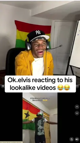 Ok.elvis reacting to his lookalike videos 😂😂 #okelvis #fyp #viral #ghanatiktok🇬🇭 #clip 