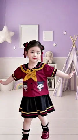 Set váy sơ mi in hình natra dễ thương cho bé gái #peden0607 #thoitrangtreem #setvaybegai #setdobegai #dobegai 