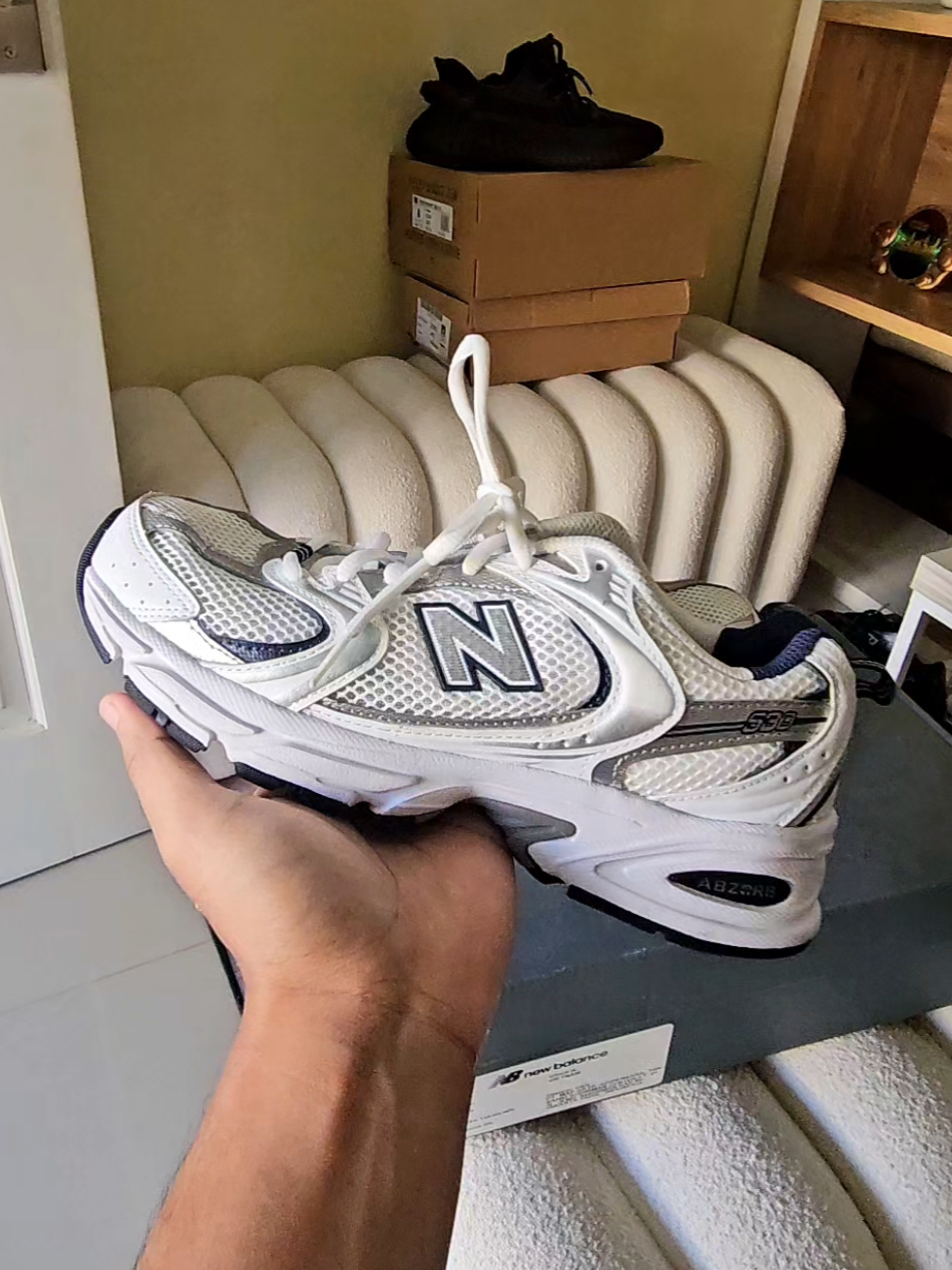 New Balance 530 White Silver Navy #newbalance530 #newbalance #sneakerspria #sneakerswanita #foryourepage 