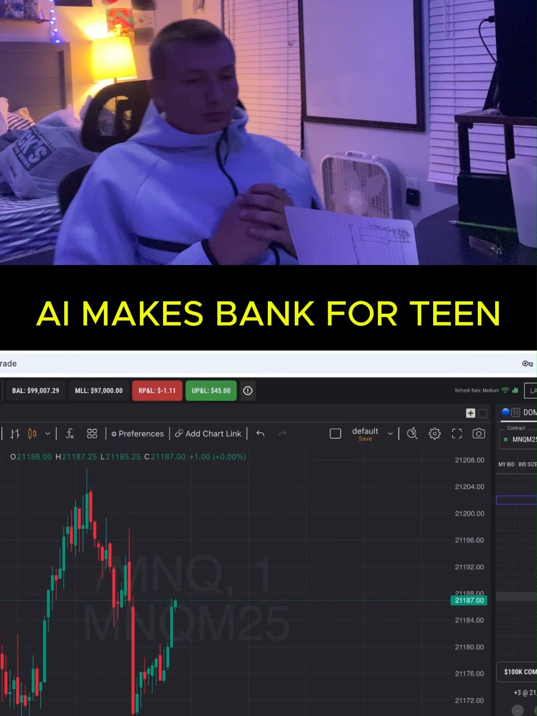 TEEN MAKES BANK ON SCHOOL NIGHT WITH AI  #daytrading #trading #stocks #daytrader #aidaytrading