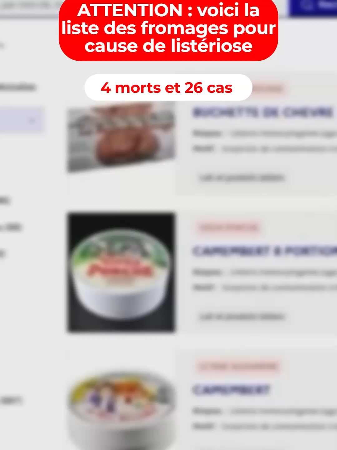 Liste des fromages rappelé pour causes de listériose ! #actualité #actu #listeriose #fromage