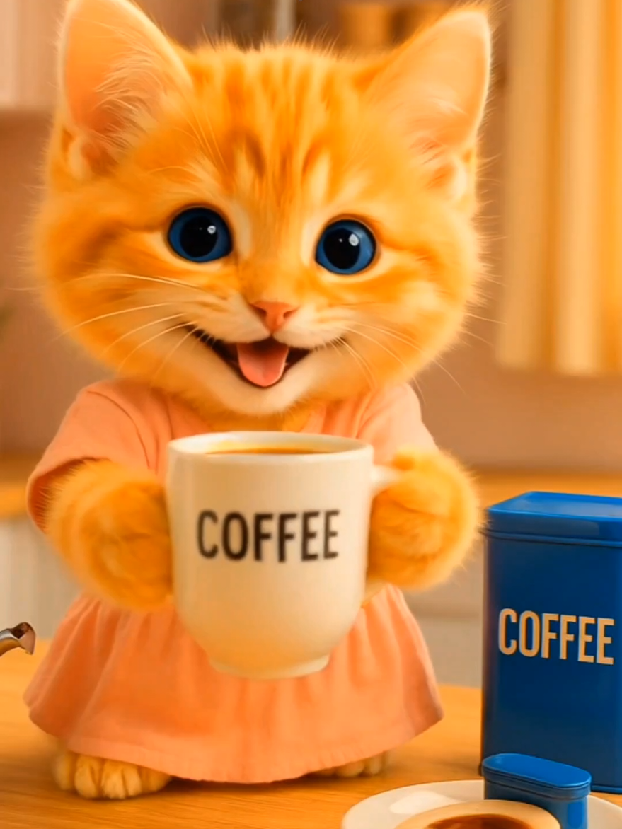 Good morning!#WarmHealing #lattecat #cute #cat #Catbrewingcoffee